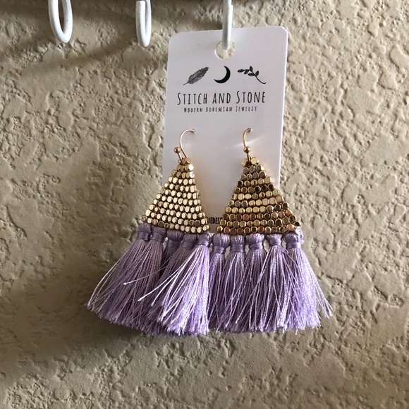 NEW Stitch and Stone Light Purple Tassel Earrings - Picture 1 of 1